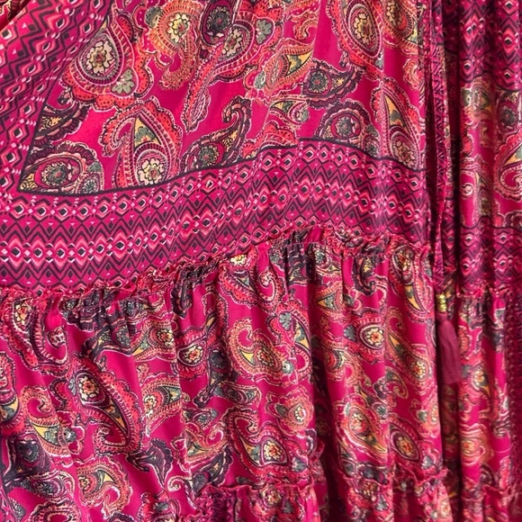 Me 2 Magic Anthropologie Pink Red Floral Stretch Maxi Dress Medium Divine Beauty - Picture 4 of 15